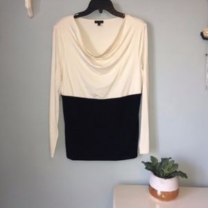 Talbots Cowl Neck Color Block Top